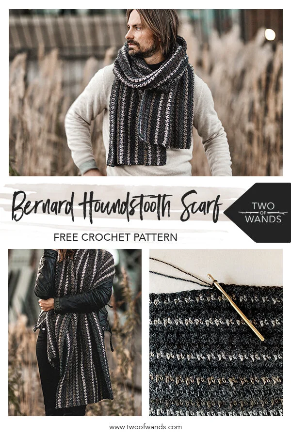 Bernard Houndstooth Scarf FREE Crochet Pattern — Two of Wands